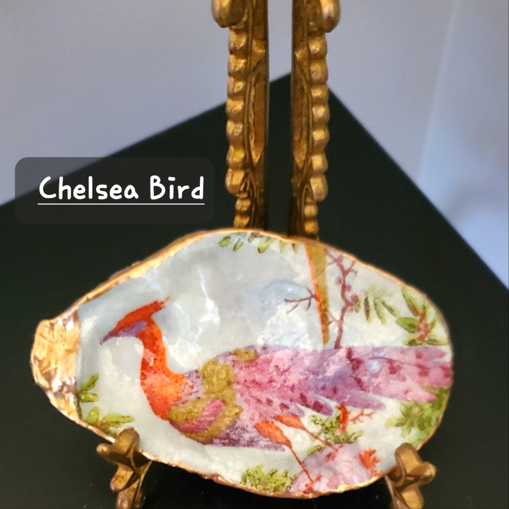 Handcrafted Chelsea Bird Design Oyster Jewelry Dish ⚜️💜⚜️
